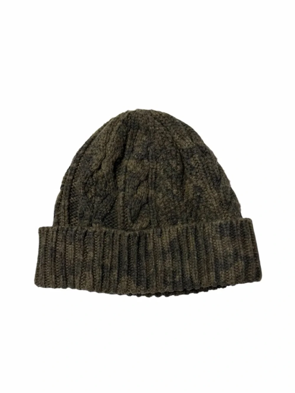 Polo Ralph Lauren Loden Men’s Cuffed Beanie camouflage cable-knit wool blend